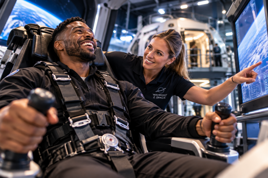 Participant completing Spaceflight Fundamentals astronaut training at Waypoint 2 Space